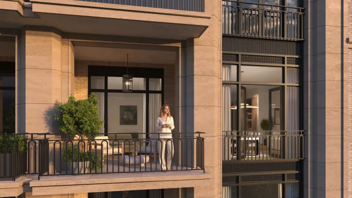 Balcony and French doors on the facade