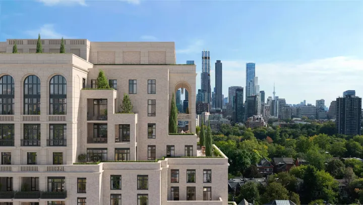 Rooftop terraces with the downtown skyline