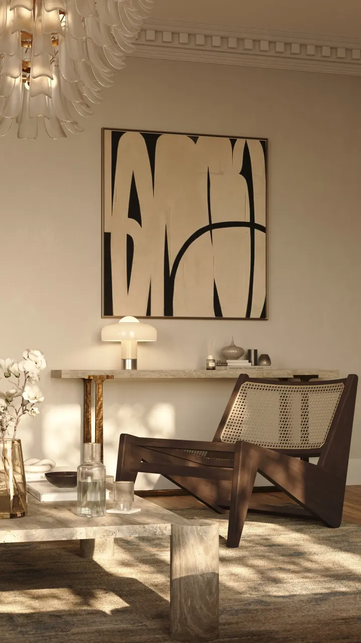 Artwork above a reading chair