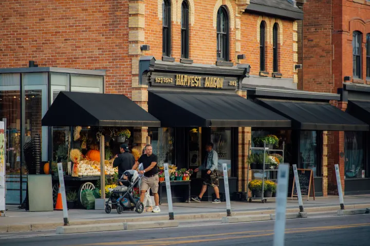 Harvest Wagon grocer's awning and produce stands